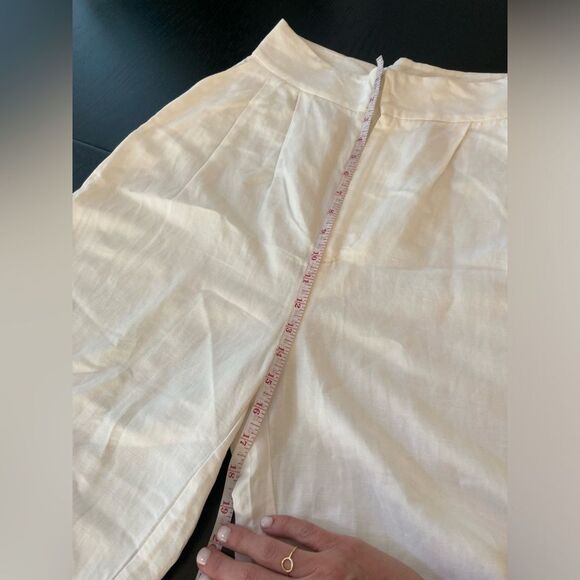 L’Cecci Brazilian White Wide Leg High Rise Linen Palazzo Pant Size 40 - Picture 7 of 10